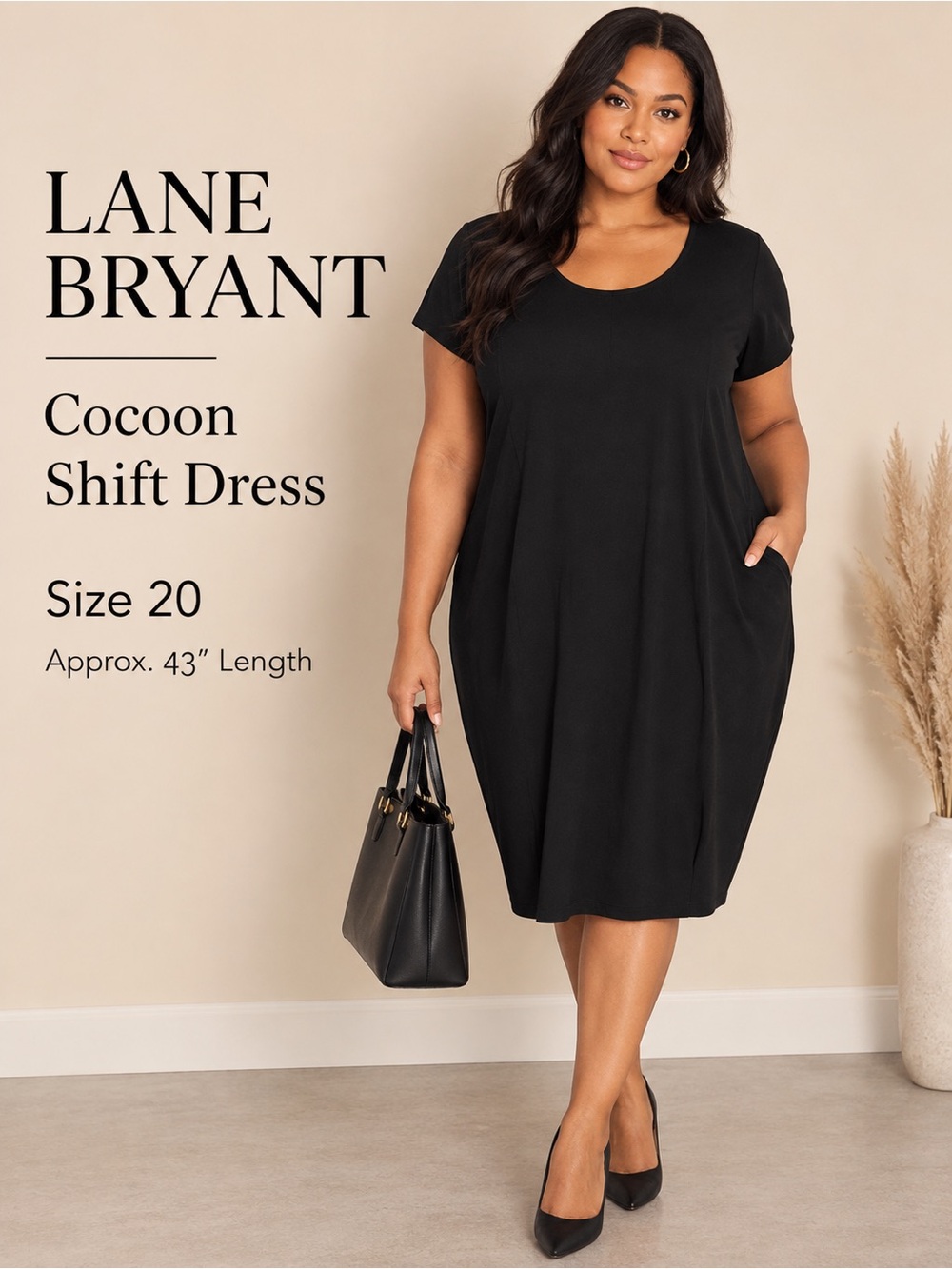 Lane Bryant Black Cocoon Shift Dress Size 20 NWT
